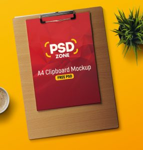 A4 Paper Clipboard Mockup Free PSD