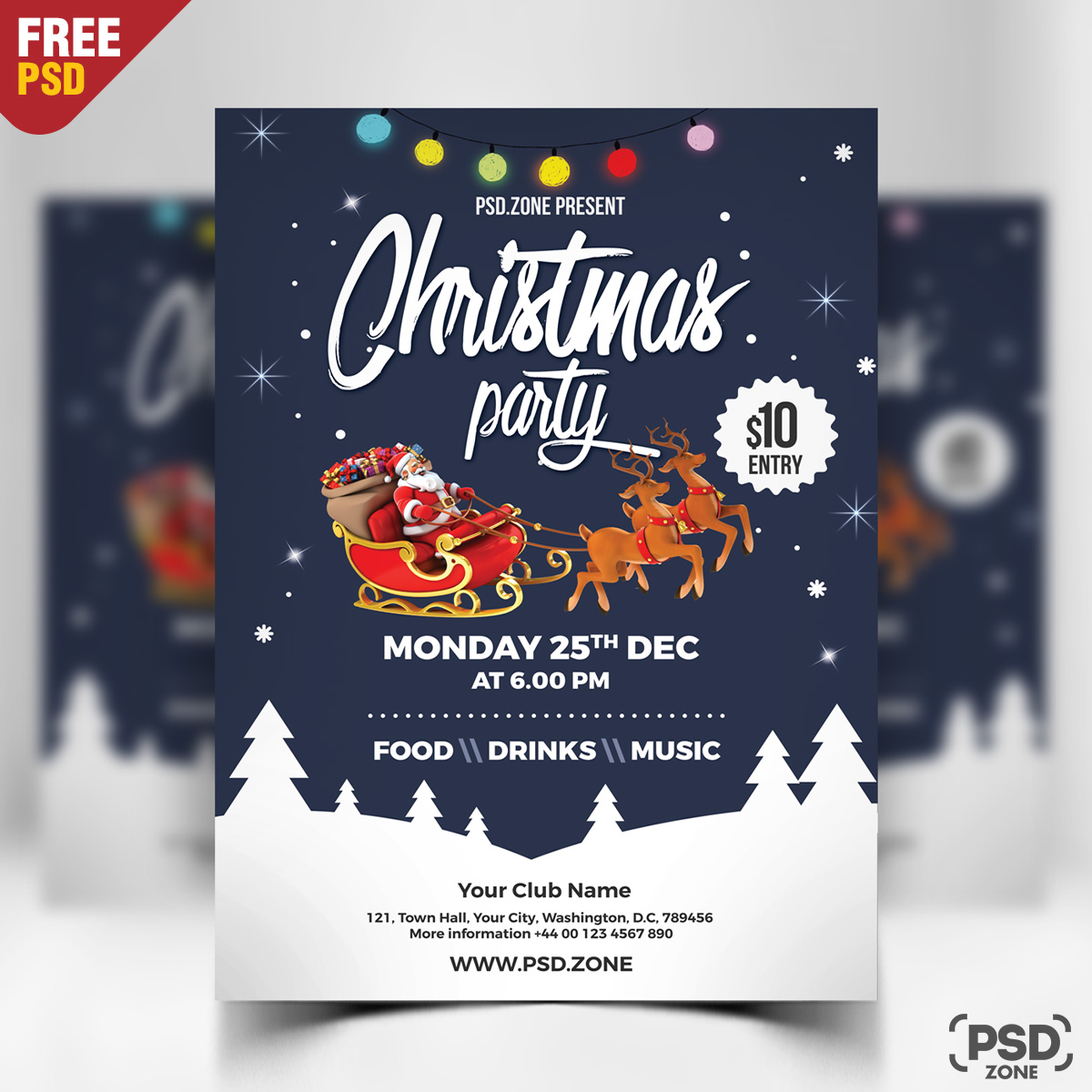 Christmas Party Flyer Free PSD
