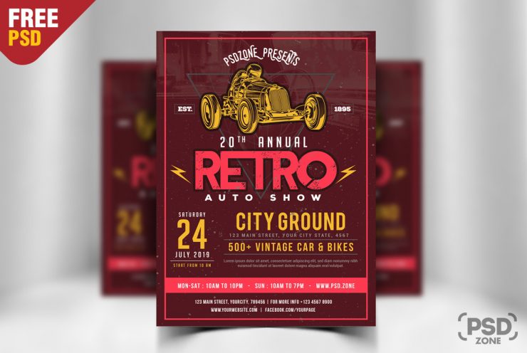 Classic Car Show Flyer Free PSD