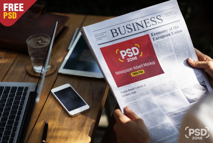 Newspaper Advert Mockup Free PSD