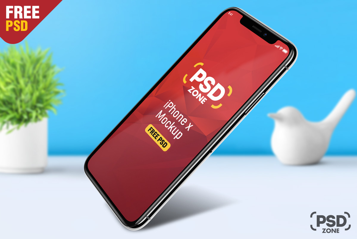 Download Floating iPhone X Free Mockup PSD - PSD Zone