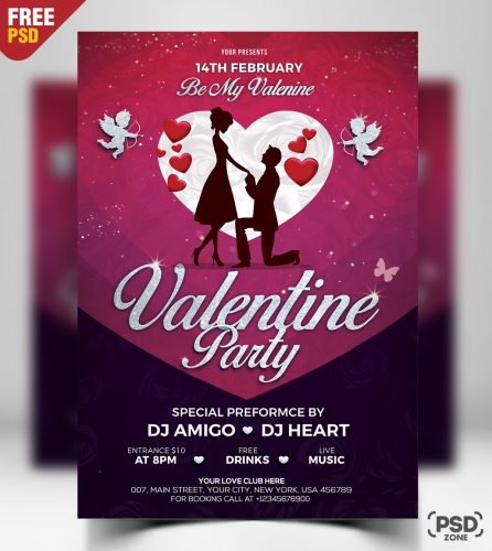 valentines day flyer free psd