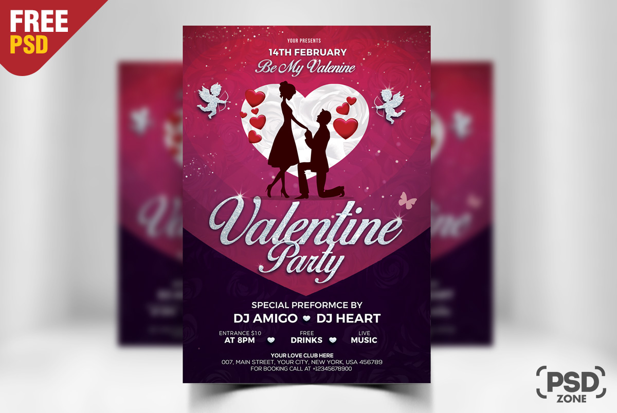 Valentines Day Flyer Free PSD - PSD Zone1200 x 804