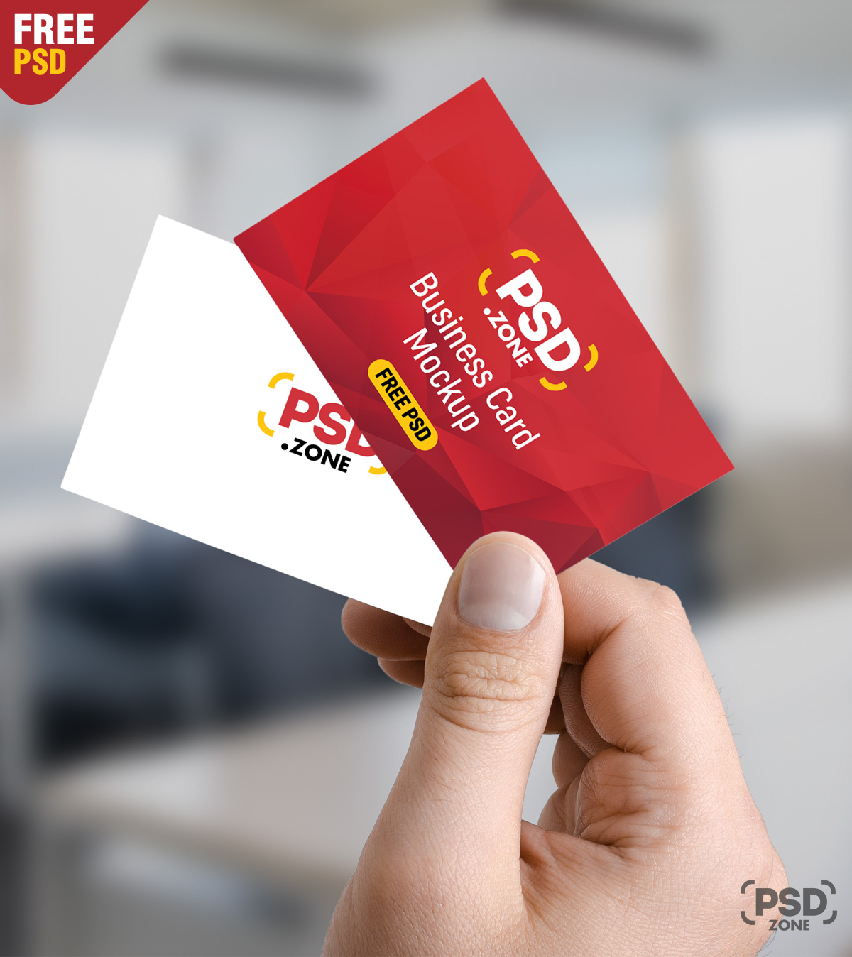 Hand holding Business Card Mockup Free PSD