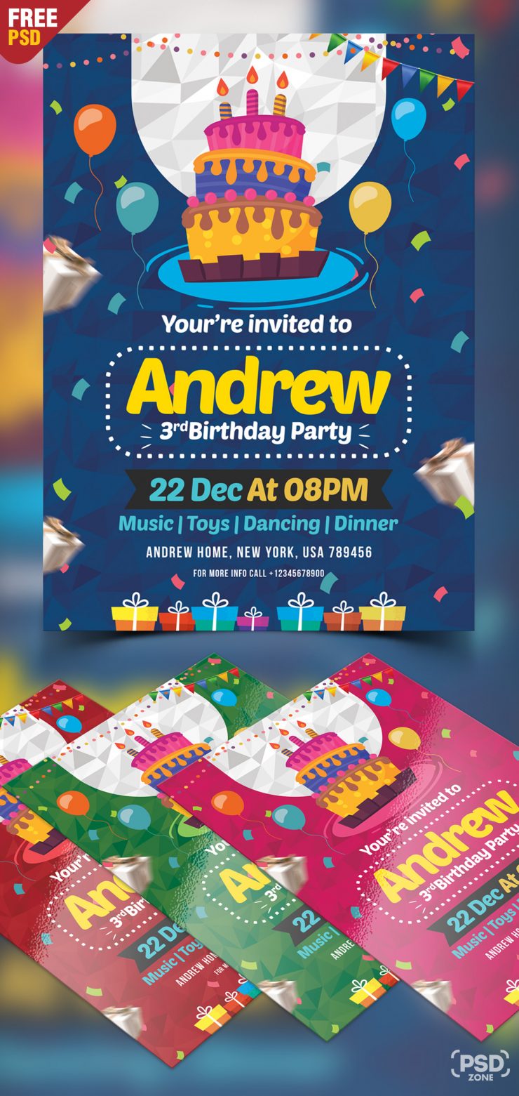 Birthday Invitation Card Design Free PSD Preview PSD Zone