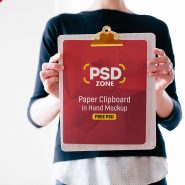 Paper Clipboard in Hand Mockup PSD