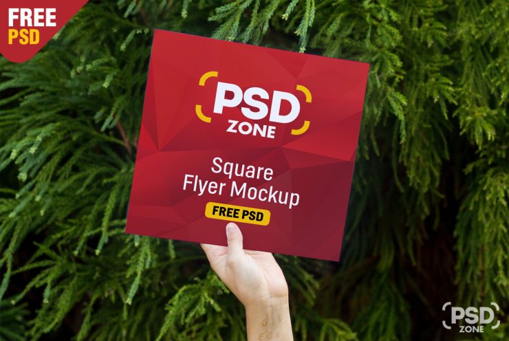Square Flyer Mockup Free PSD