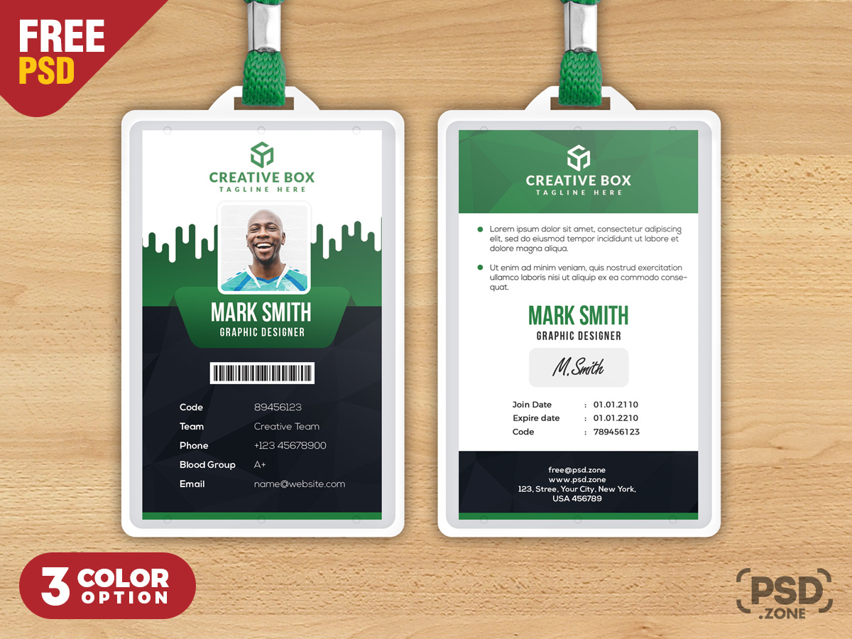 Identity Card Design Free PSD - PSD Zone Throughout Id Card Design Template Psd Free Download