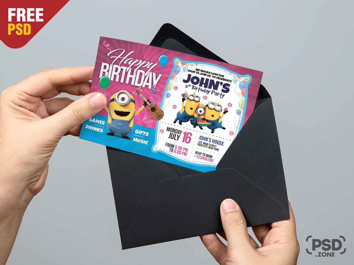 Birthday Invitation Card Template PSD PSD Zone