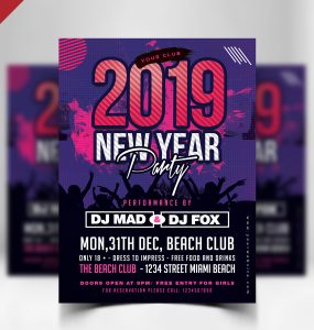 New Year 2019 Party Flyer PSD