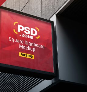 Square Sign Board Mockup PSD