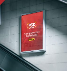 Subway Advertising Board Mockup PSD