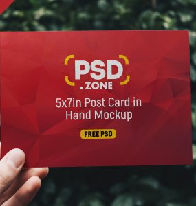 Post Card in Hand Mockup PSD
