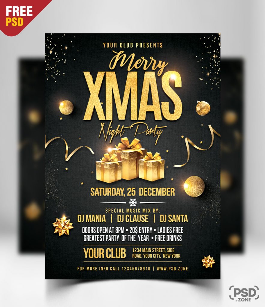 Christmas Party Flyer PSD Template - PSD Zone