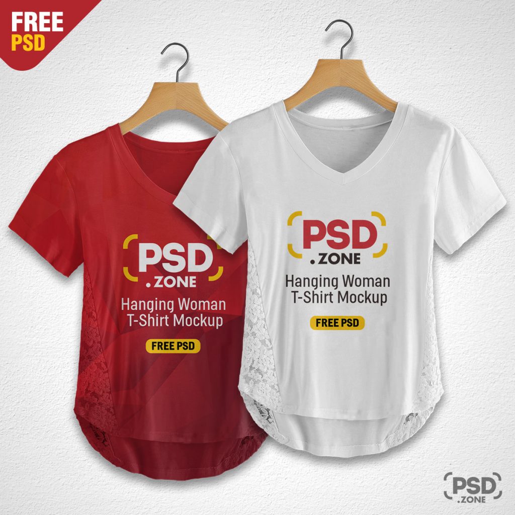 Hanging Woman T Shirt Mockup Psd Psd Zone