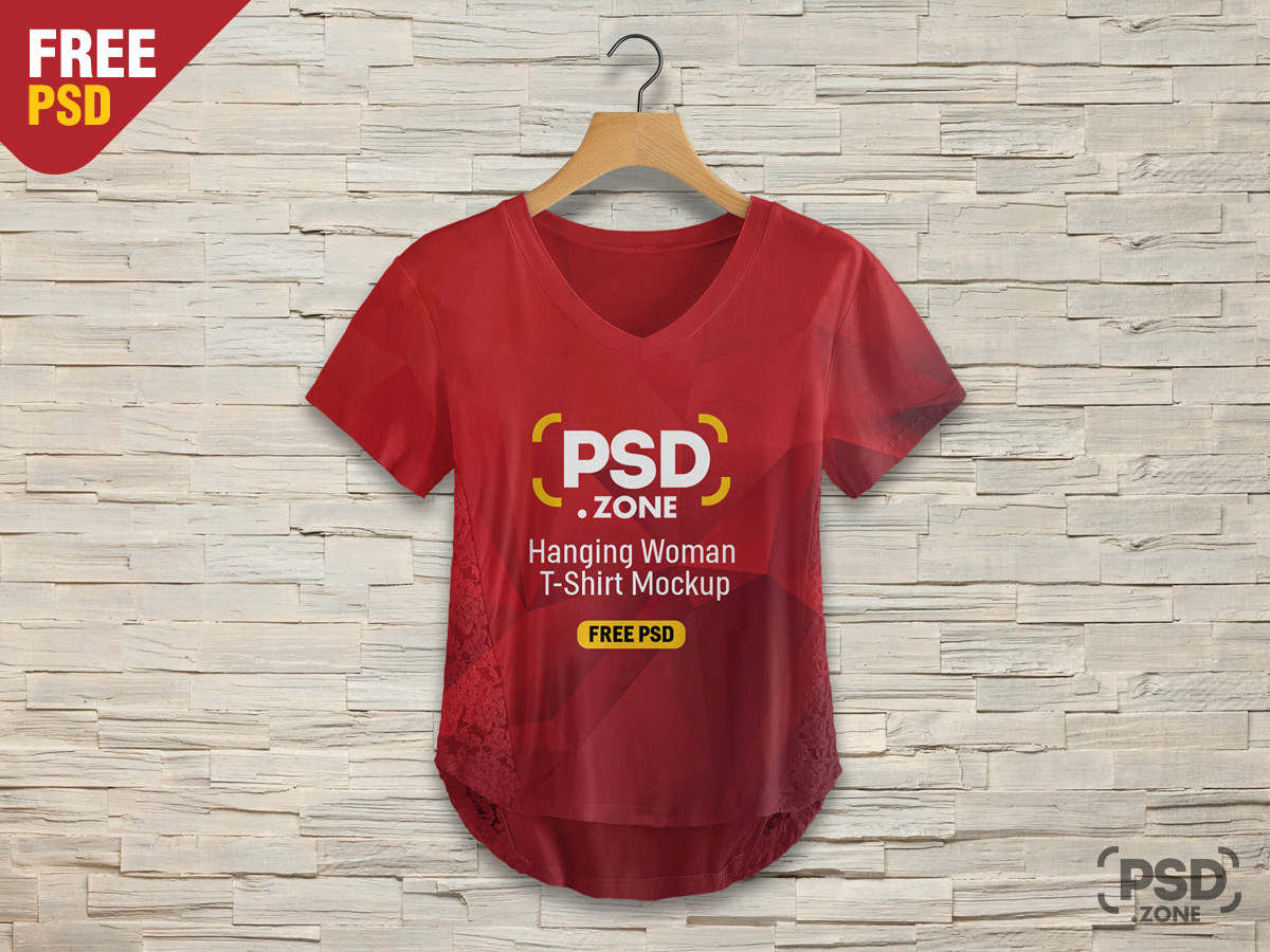 Download Hanging Woman T-shirt Mockup PSD - PSD Zone