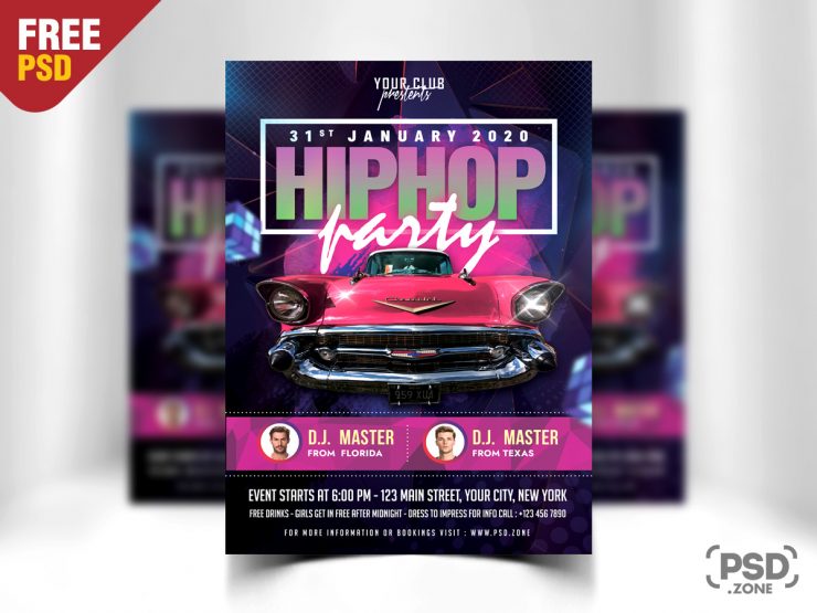 Hiphop Night Party Flyer PSD
