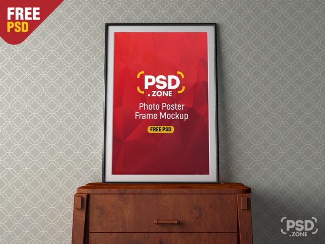 Download PSD Photo Poster Frame Mockup - PSD Zone