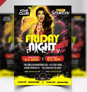 Friday Night Party Flyer Free PSD