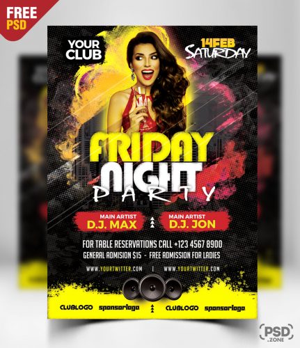 Friday Night Party Flyer Free PSD - PSD Zone