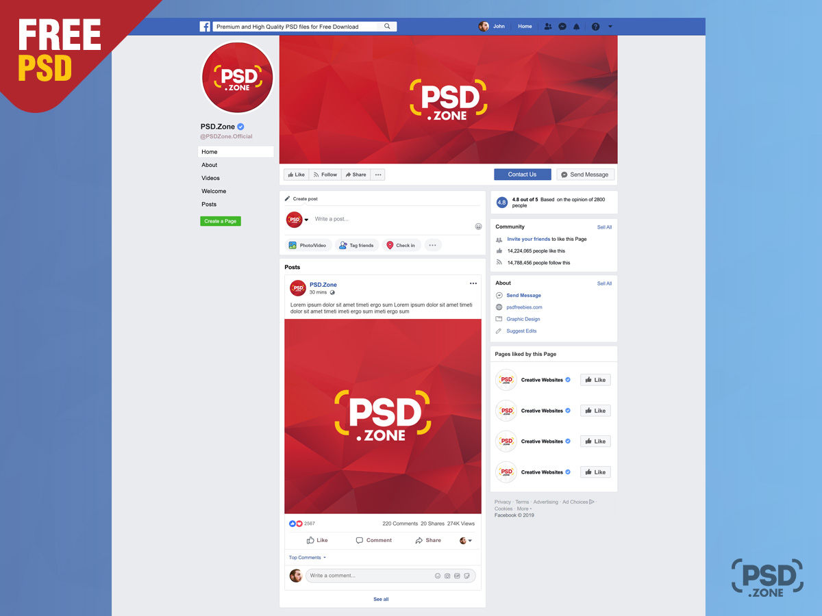Facebook Page Mockup 2019 Template Psd Psd Zone