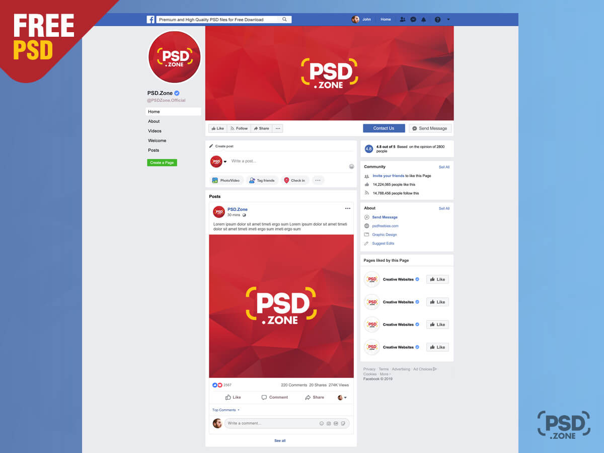 Download Facebook Page Mockup 2019 Template PSD - PSD Zone