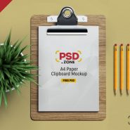 PSD A4 Paper Clipboard Mockup