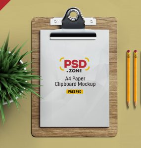 PSD A4 Paper Clipboard Mockup