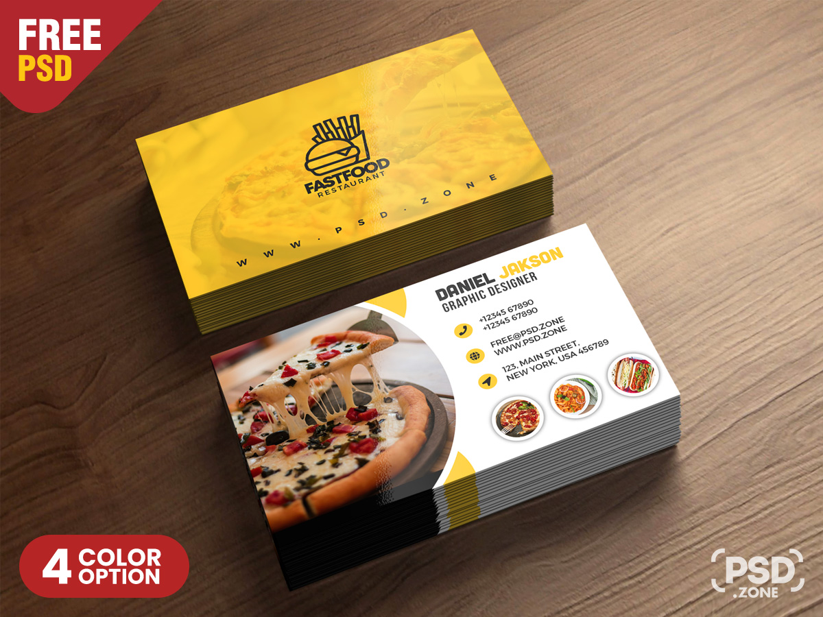 PSD Fast Food Restaurant Business Card Design - PSD Zone With Food Business Cards Templates Free