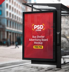 Bus Shelter Advertising Board Mockup PSD