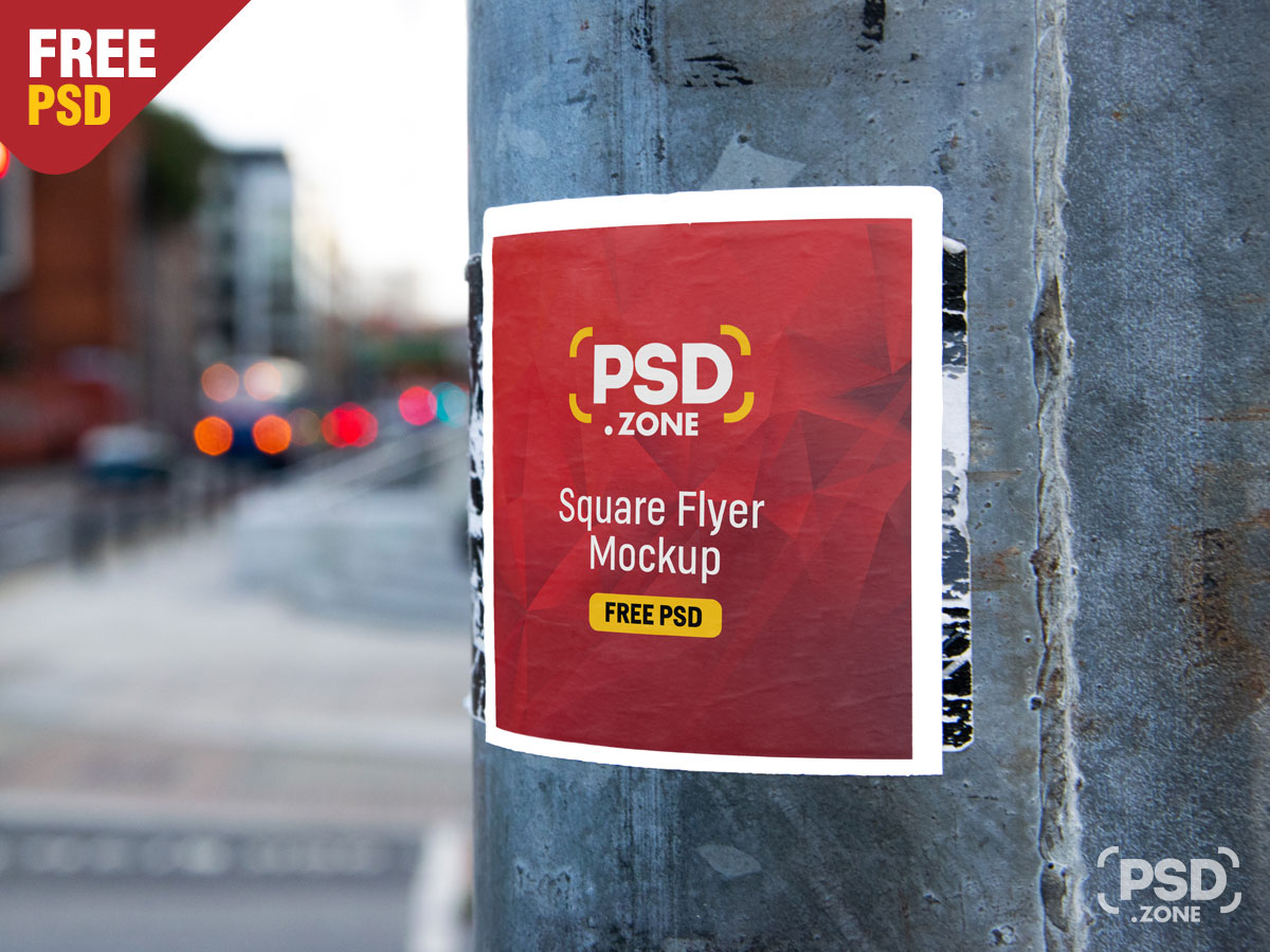 Download Square Flyer On Wall Mockup Psd Psd Zone