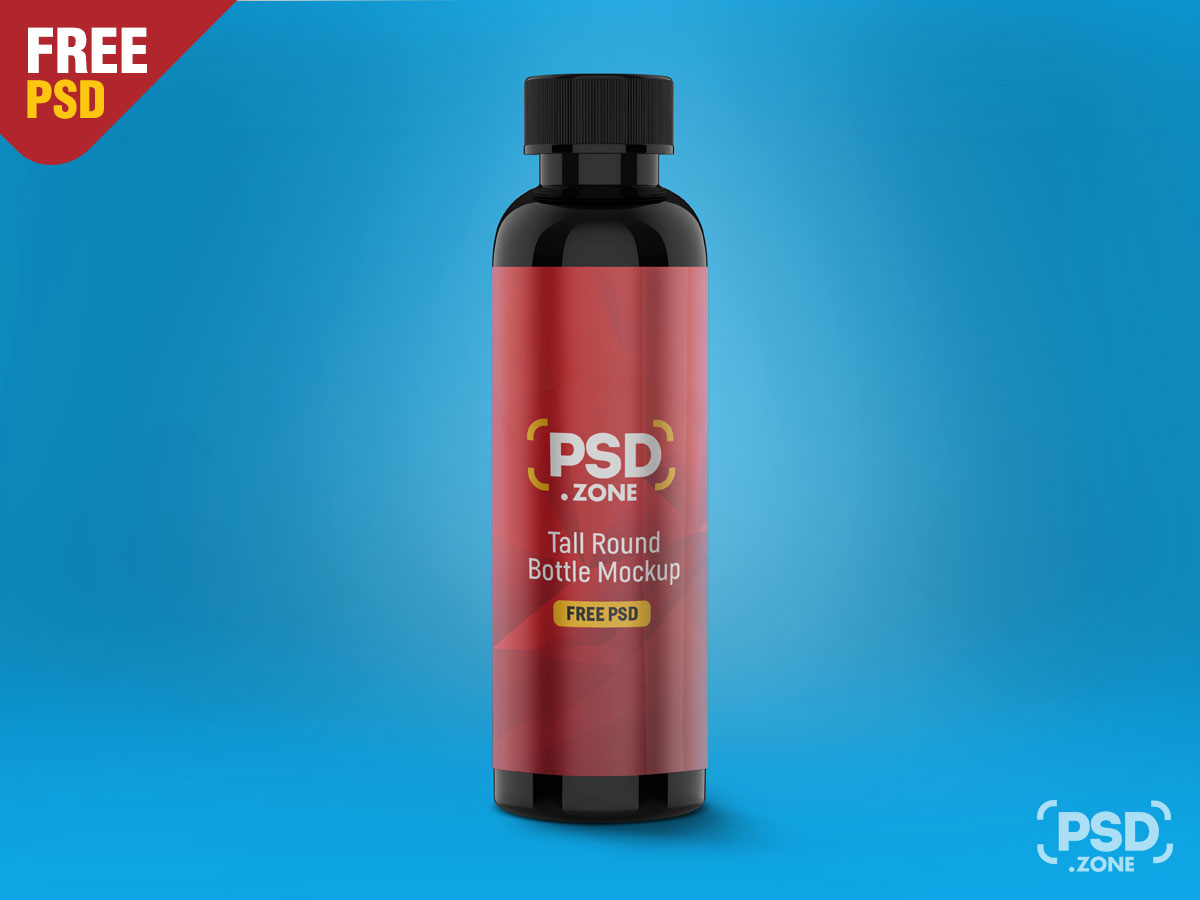 Download Tall Round Bottle Mockup Psd Psd Zone