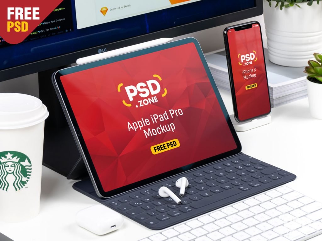 IPad Pro With IPhone X Mockup PSD Zone