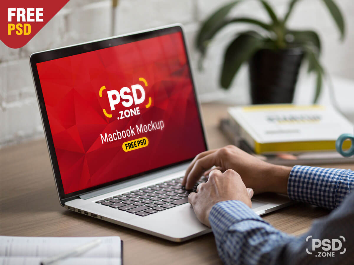 Download Macbook Pro In Office Mockup Psd Psd Zone