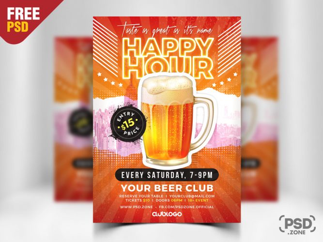 Happy Hour Promotion Flyer PSD Template - PSD Zone