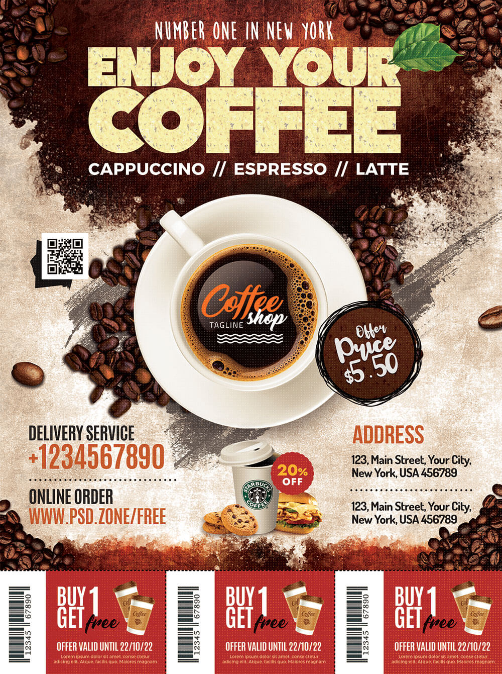 Coffee Shop Flyer Template PSD Preview PSD Zone