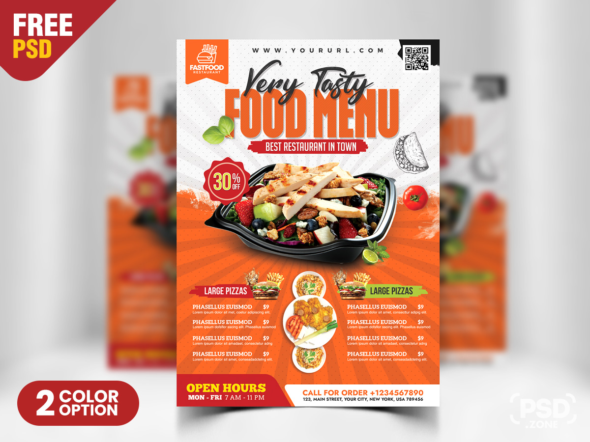 Download Restaurant Food Menu Flyer PSD - PSD Zone