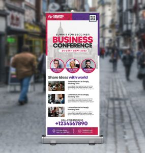 Business Conference Roll Up Banner PSD