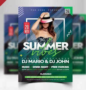 Summer Party Flyer Design PSD