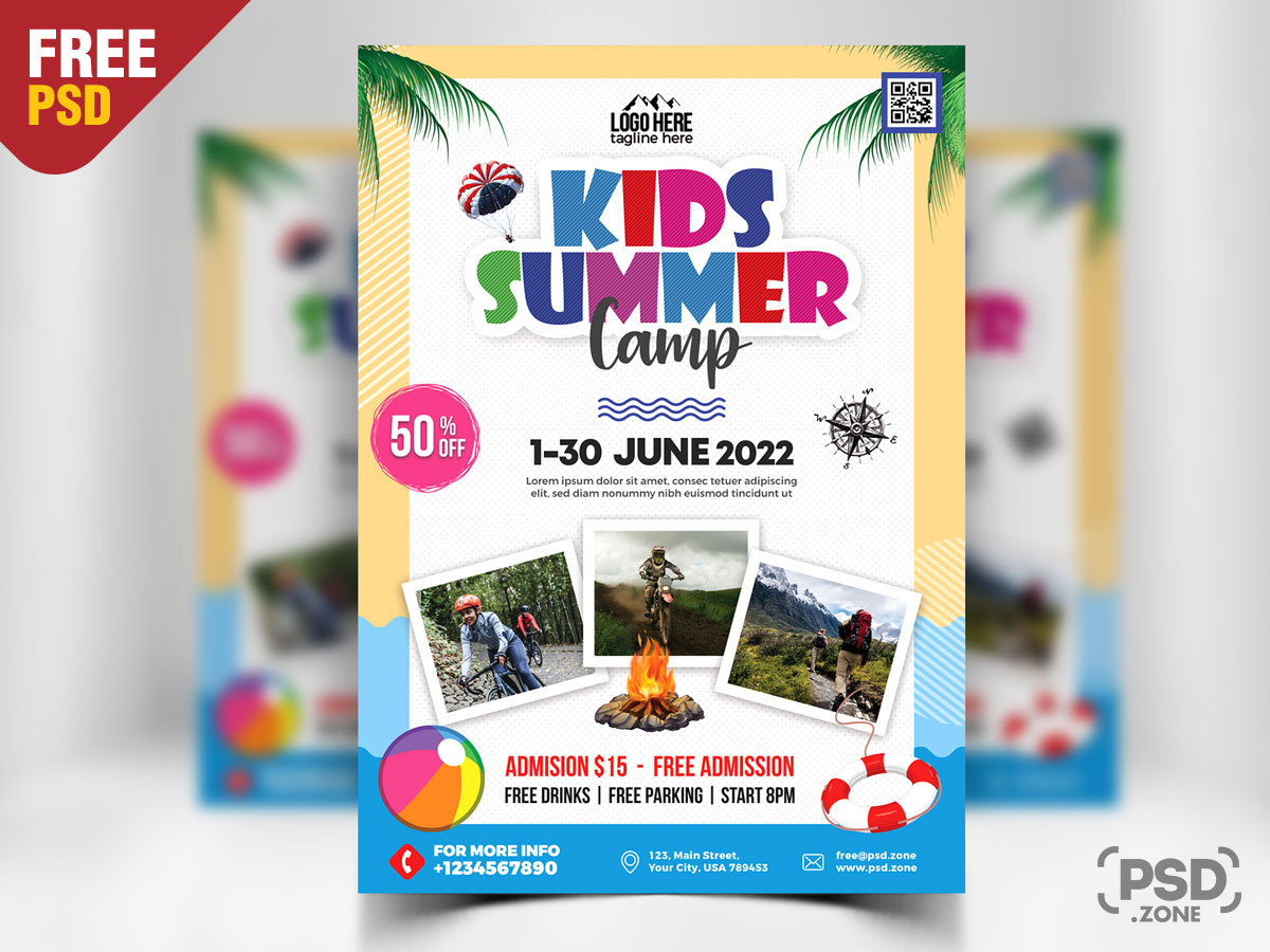 Kids Summer Camp Flyer PSD - PSD Zone In Free Summer Camp Flyer Template