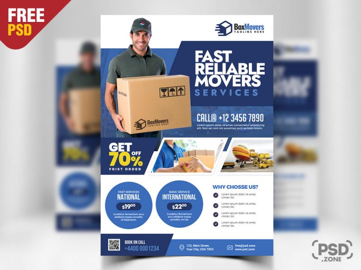 Courier and Logistics Service Flyer PSD