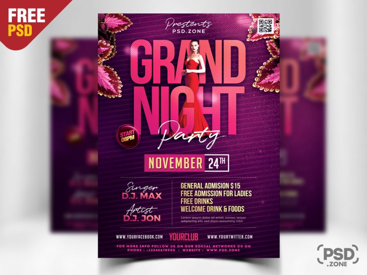 Grand Night Party Flyer PSD