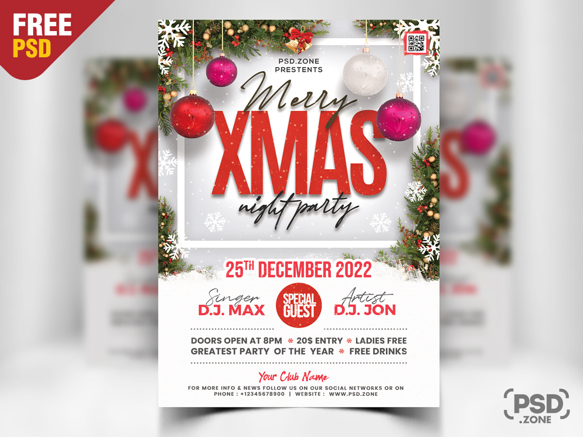 Christmas Party Flyer Design PSD - PSD Zone With Regard To Free Christmas Party Flyer Templates