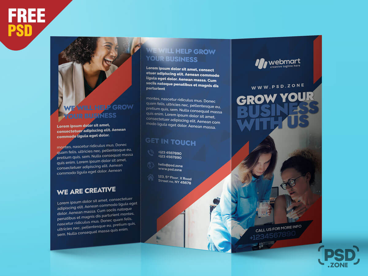 TriFold Brochure Design PSD Template - PSD Zone With Tri Fold Menu Template Photoshop