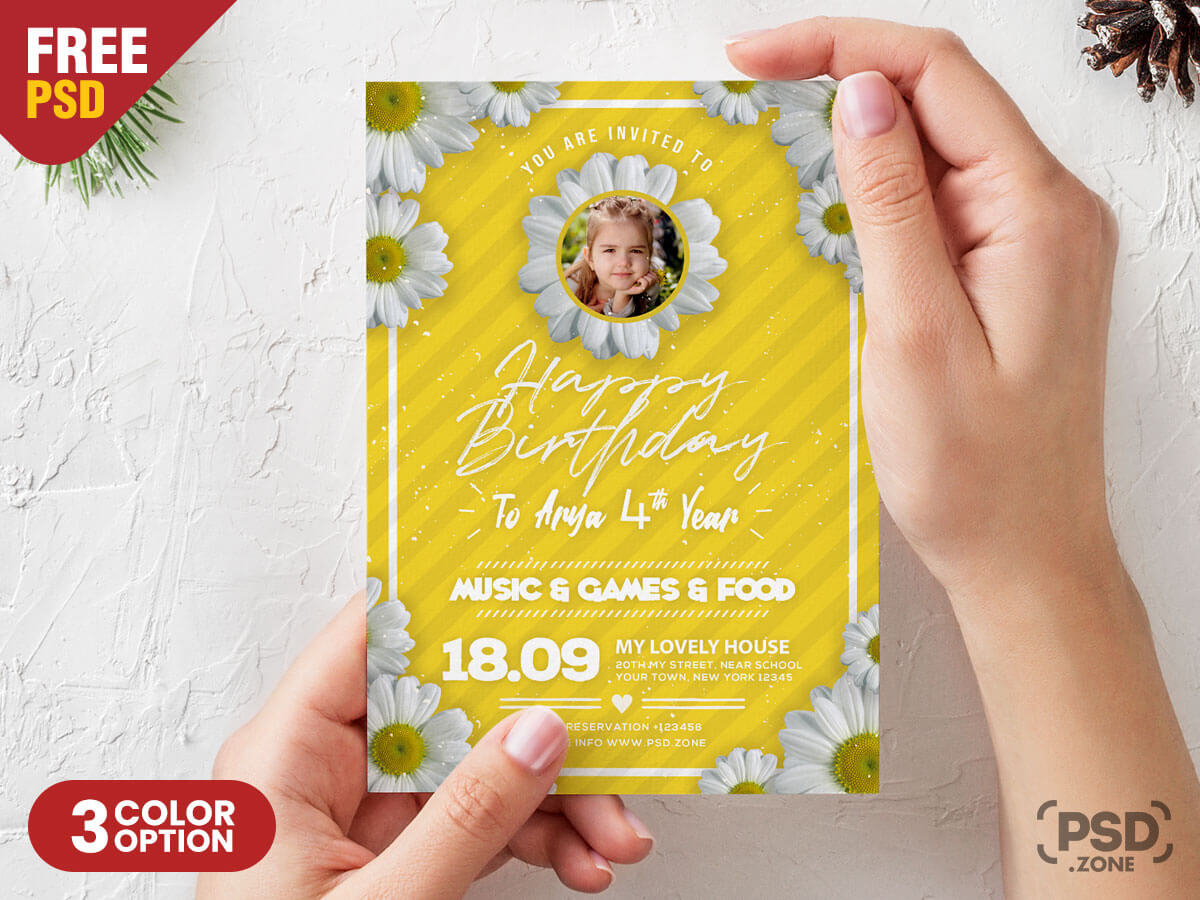 Birthday Card Design PSD Template - PSD Zone Intended For Photoshop Birthday Card Template Free