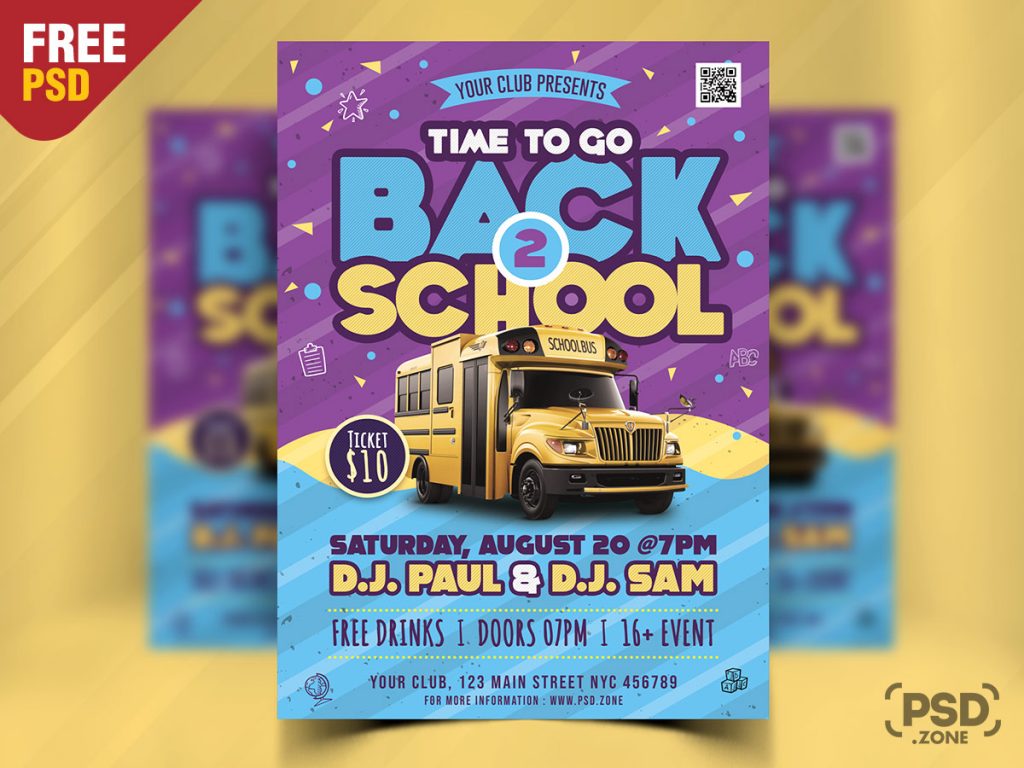 Back To School Party Flyer PSD PSD Zone