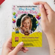 Kids Birthday Invitation Card with Photo PSD