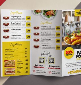 Restaurant Food Menu Tri Fold Brochure PSD