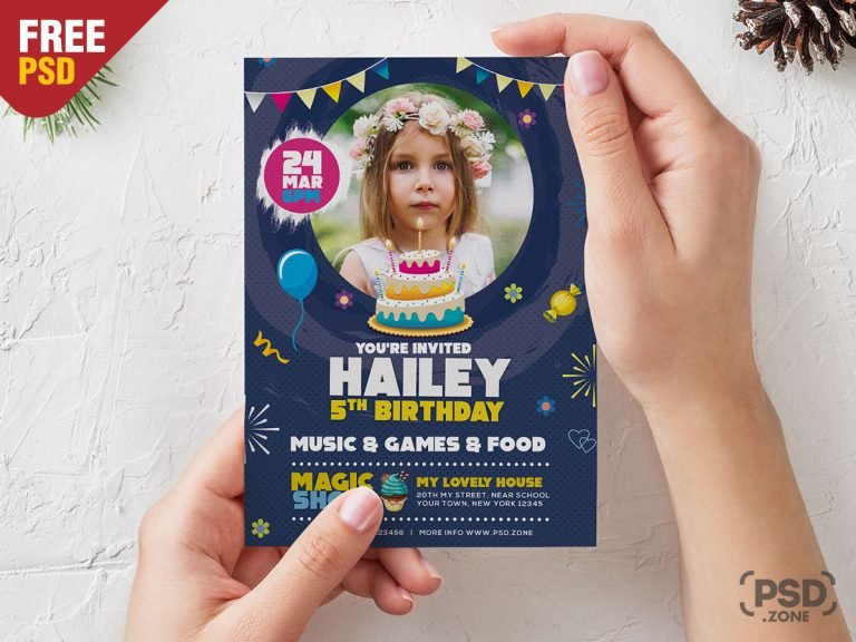 5x7 Size Birthday Invitation Card Design PSD - PSD Zone