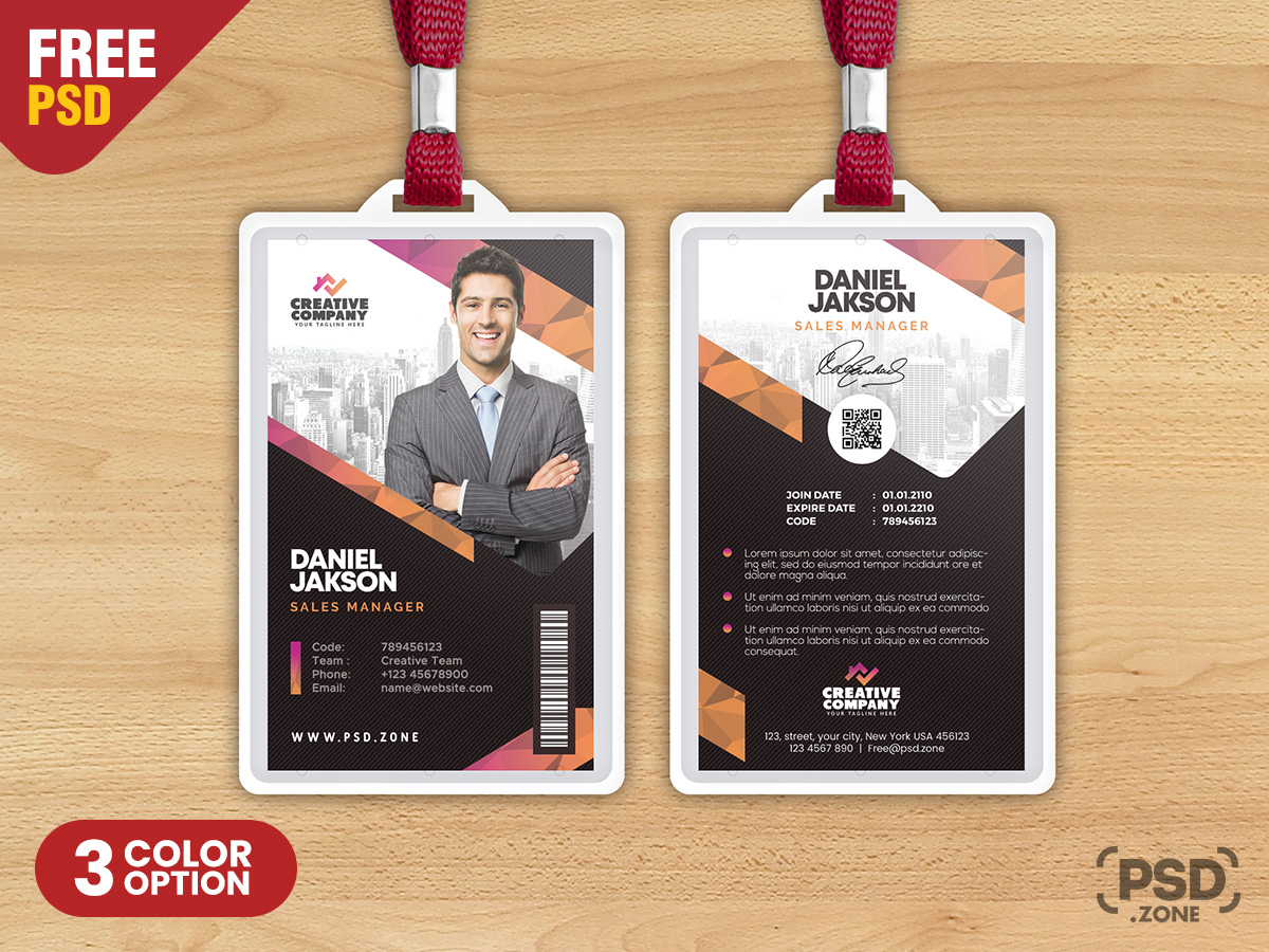 Office Employee Photo Identity Card PSD - PSD Zone In Photographer Id Card Template